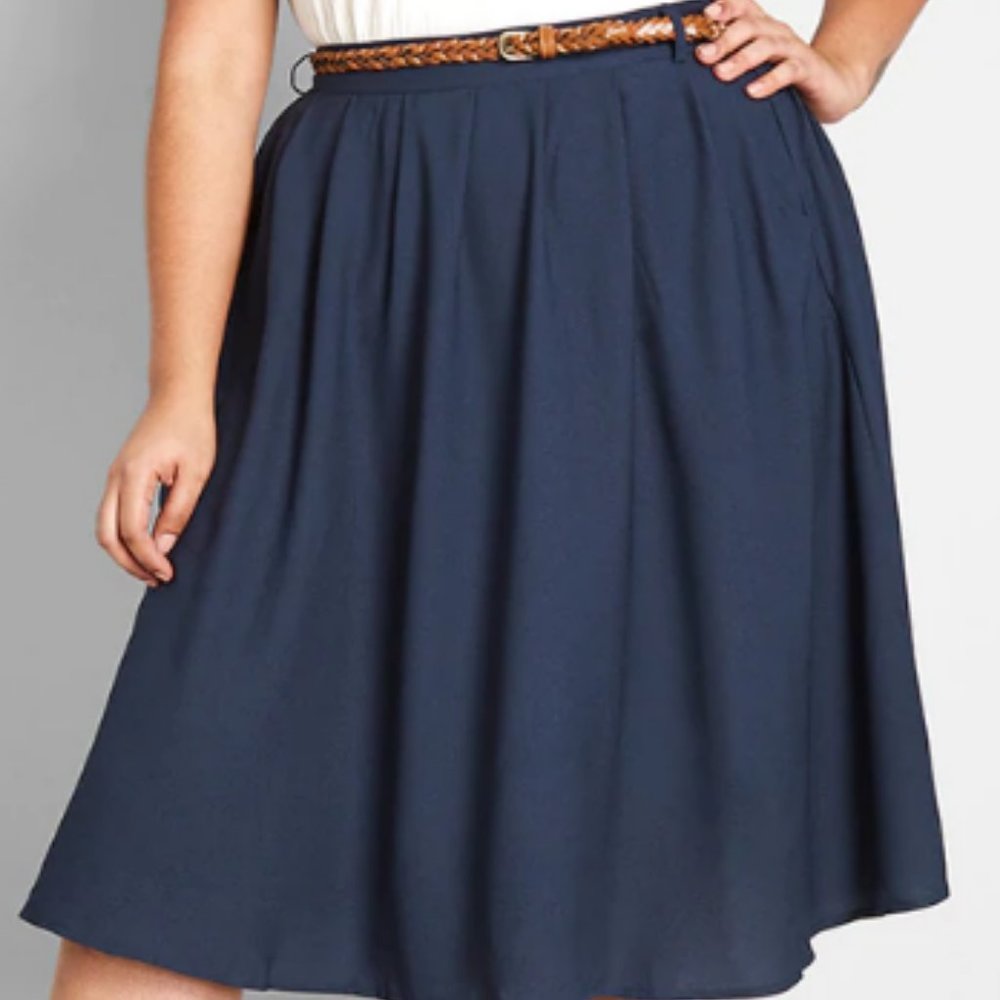 Navy Tiger Lilies Midi Modcloth Skirt Plus 1X